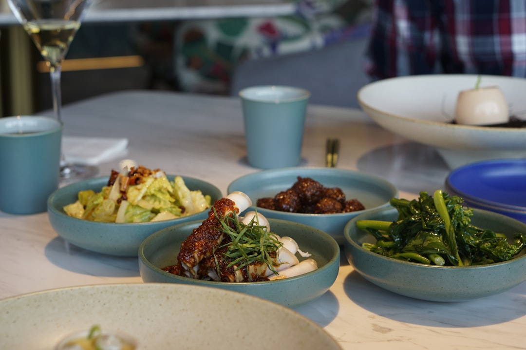 Plant-based bowls and dishes on a table